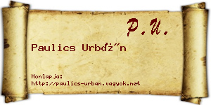 Paulics Urbán névjegykártya
